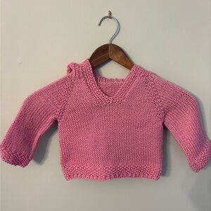 New Hand Knit Pink Baby Hoodie